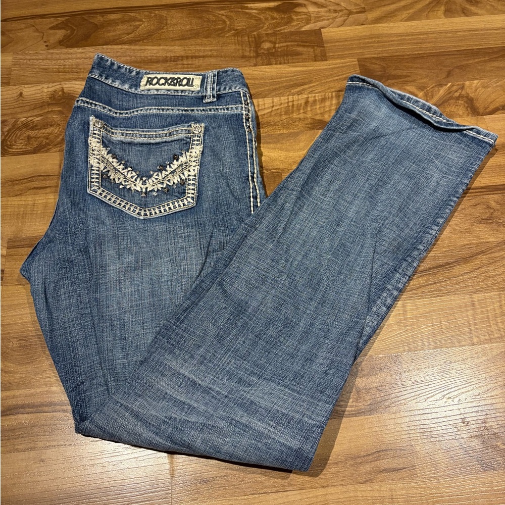 Rock & Roll Cowgirl Boyfriend Jean Size 32 Stained